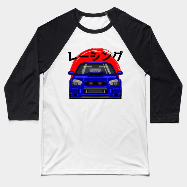 Blue Impreza WRX STI Blobeye Baseball T-Shirt by GoldenTuners